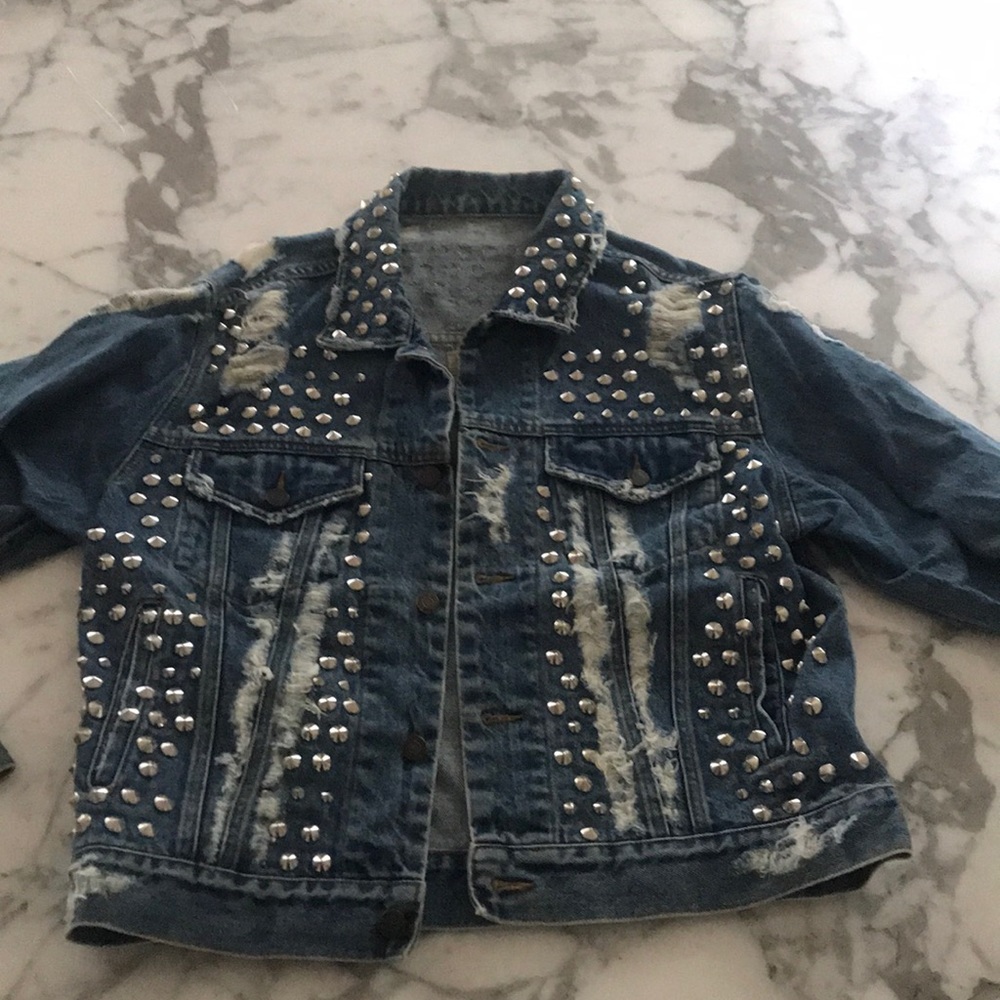 Furst of a kind denim jean jacket distressed